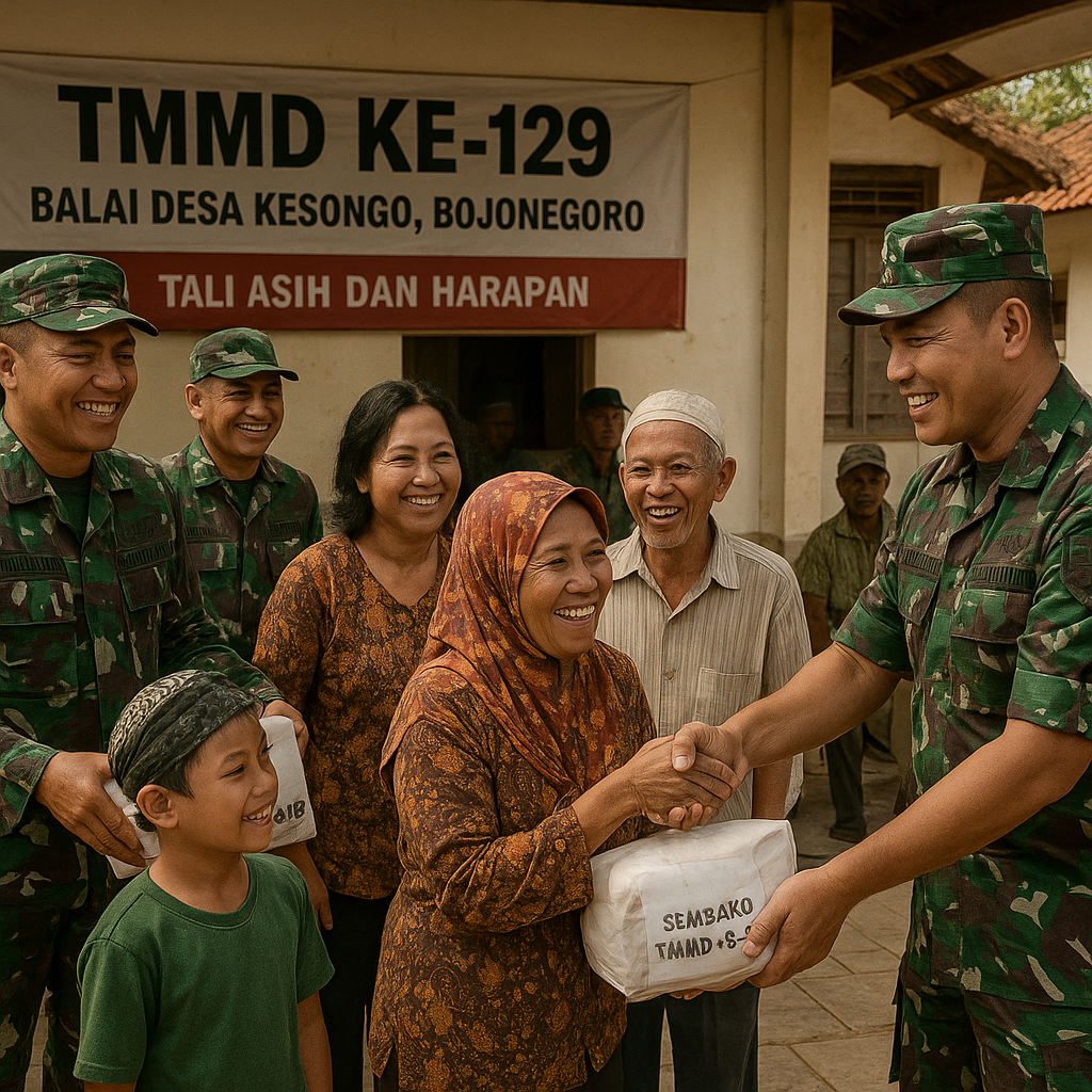 Tim Wasev TMMD 129 Bojonegoro Bawa Tali Asih dan Harapan untuk Warga Kesongo