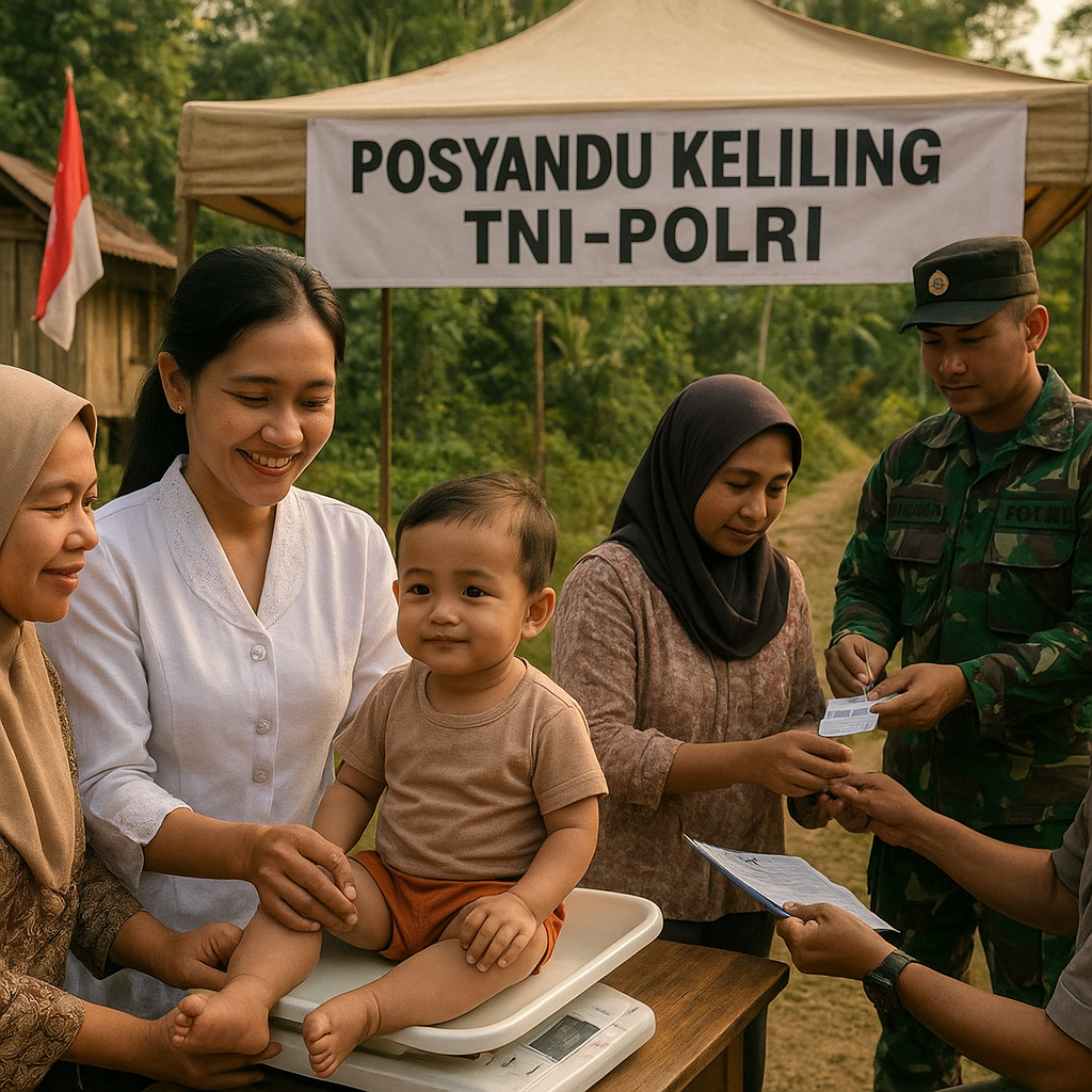 Posyandu Keliling TNI-Polri di Perbatasan Kalimantan, Pantau Kesehatan Ibu dan Anak