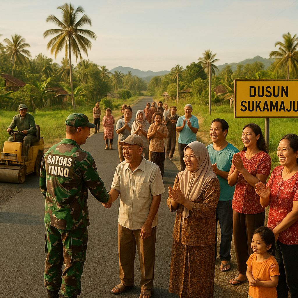 Berkat 'Satgas TMMD', Jalan Menuju Dusun Sukamaju Kini Mulus dan Semangat Warga Membara