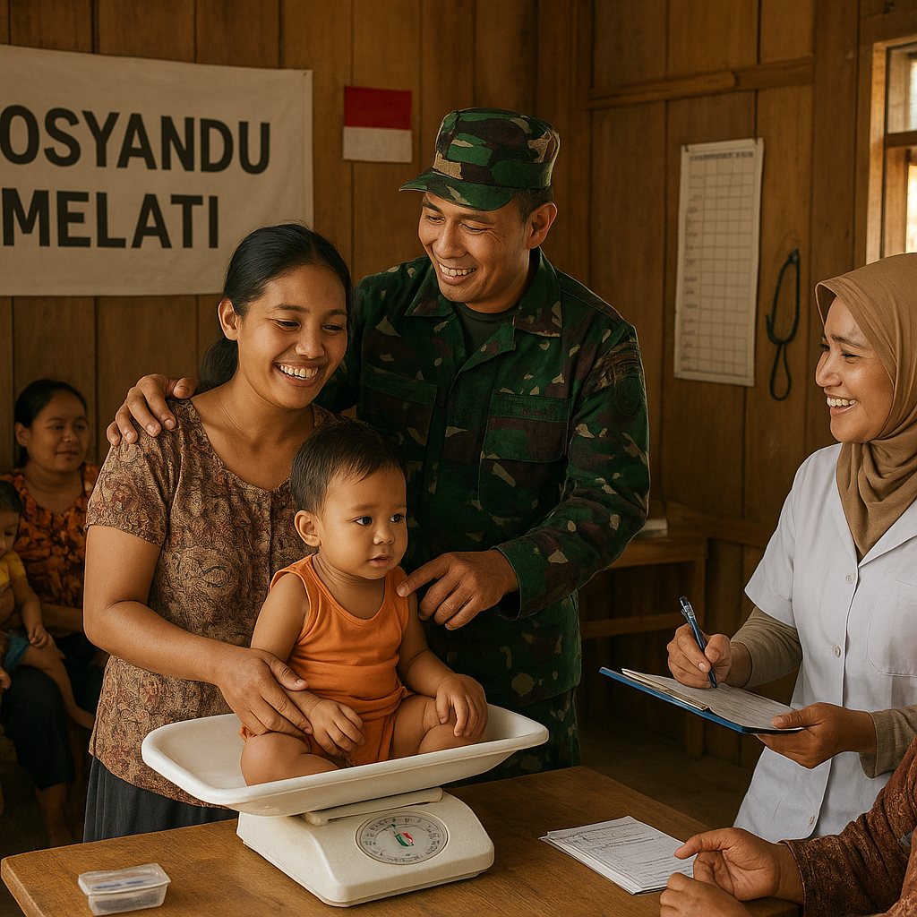 Posyandu Didampingi TNI: Layanan Kesehatan Ibu dan Anak di Desa Terdalam Makin Dipercaya