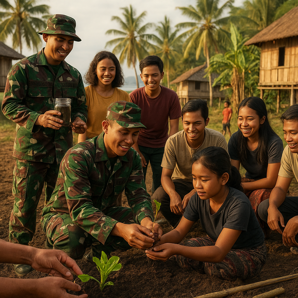 Prajurit TNI Ajarkan Bercocok Tanam Sayur Organik kepada Pemuda di Desa Terpencil Maluku