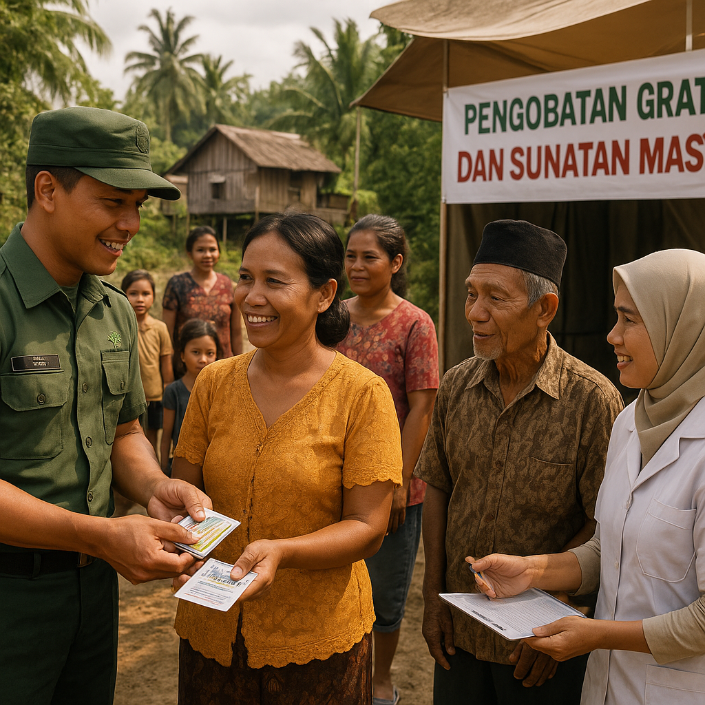Dokter TNI Gelar Pengobatan Gratis dan Sunatan Massal di Pelosok Kalimantan