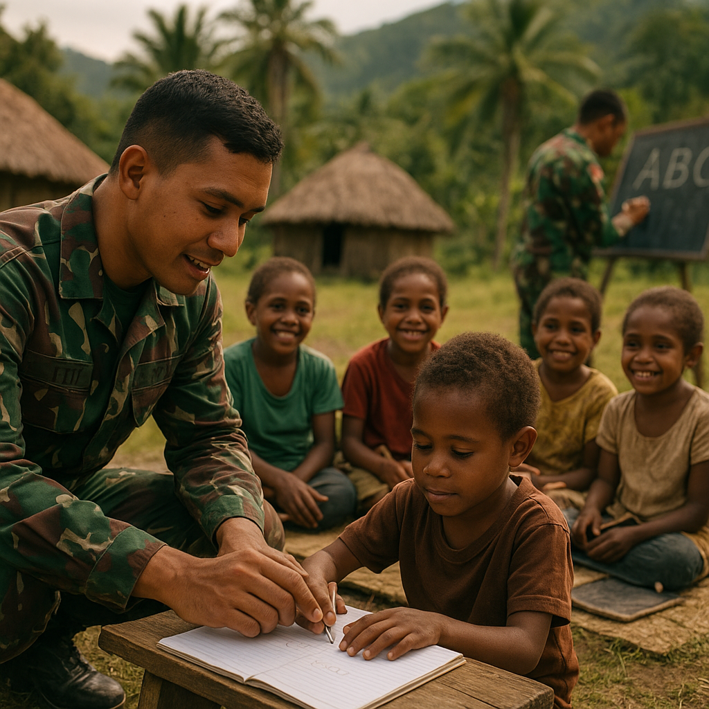 Kisah Prajurit TNI Ajarkan Anak-Anak Pelosok Papua Baca Tulis di Sela Tugas