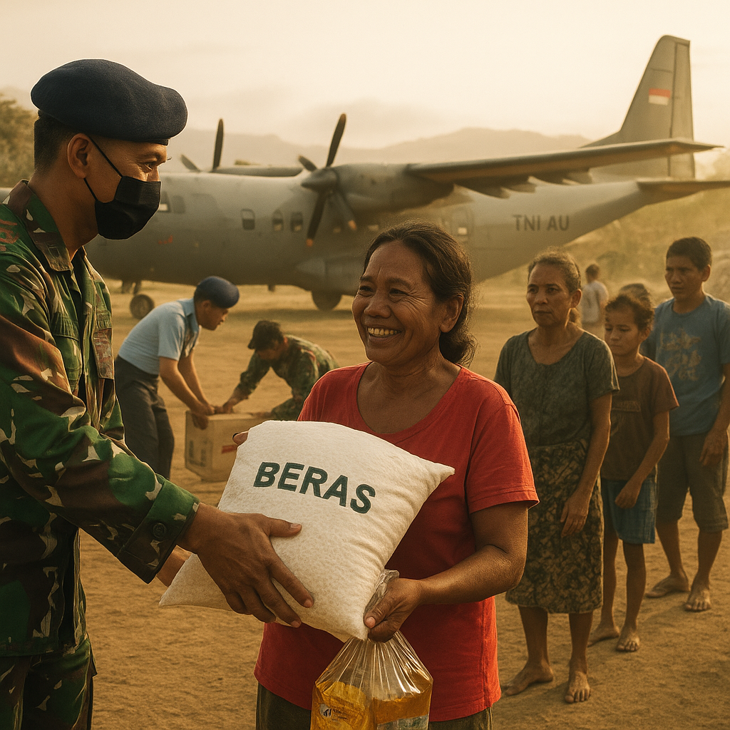 Bansos Sembako TNI AU Tepat Sasaran, Warga Desa Terpencil di NTT Berbinar