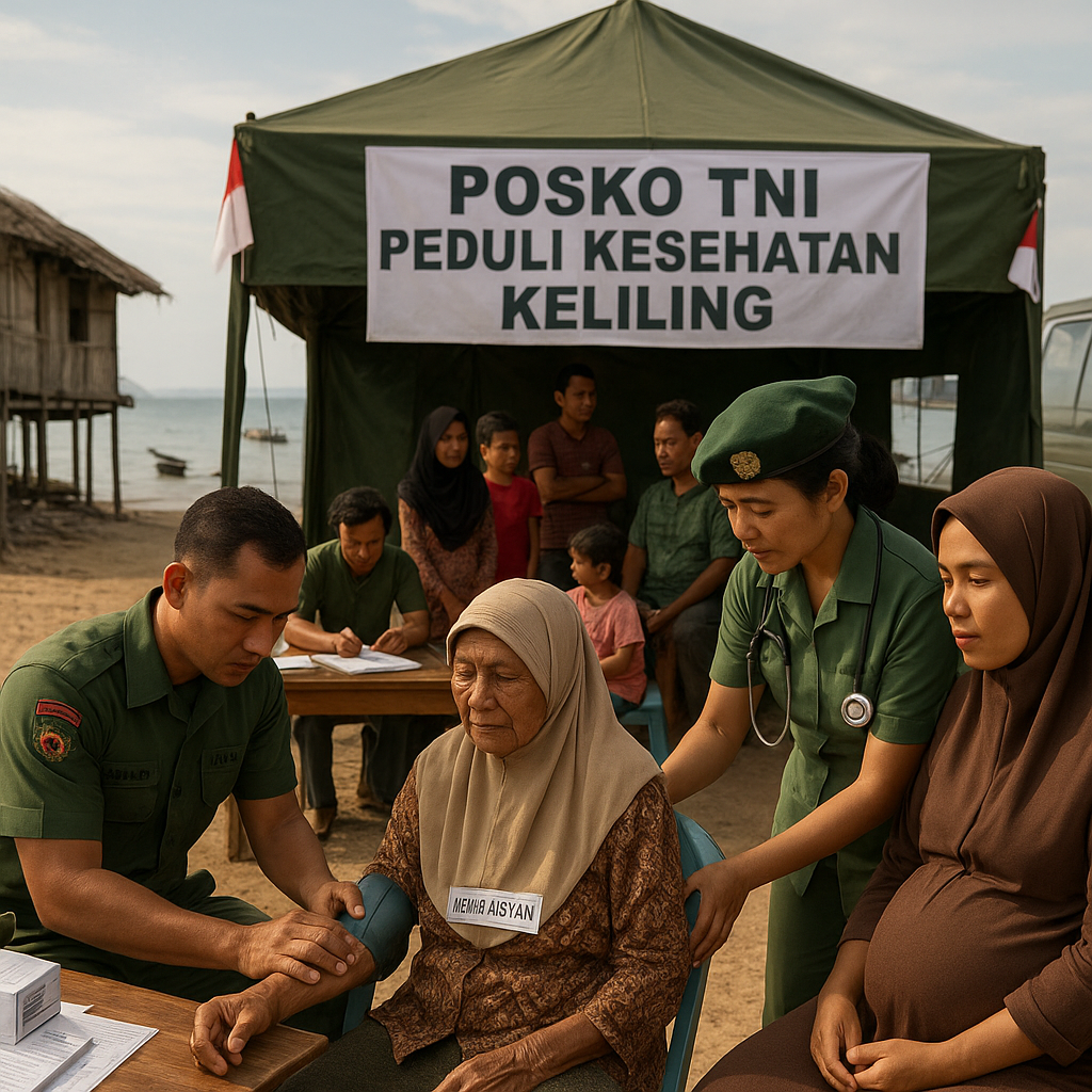 Posko TNI Peduli Kesehatan Keliling di Desa Pesisir Aceh Besar