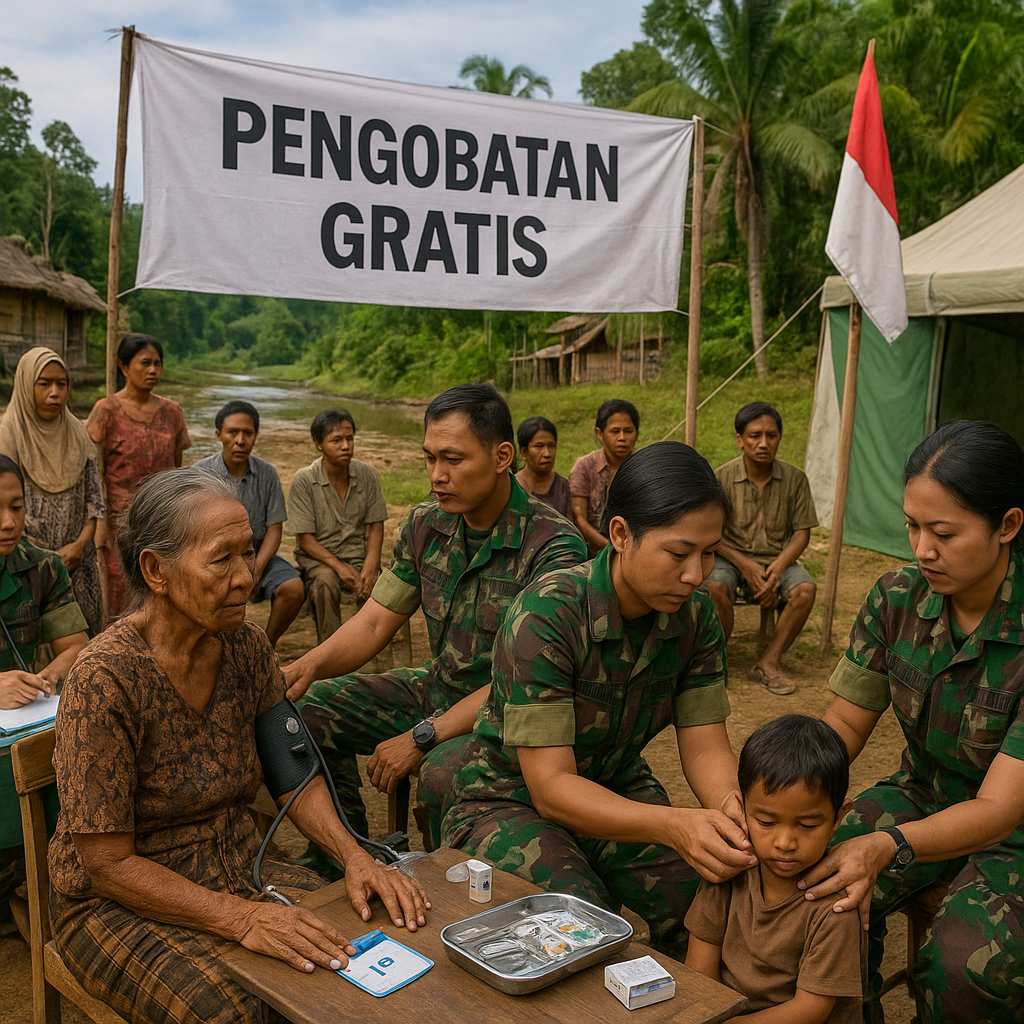 Dokter Prajurit TNI Gelar Pengobatan Gratis di Desa Terpencil Kalimantan