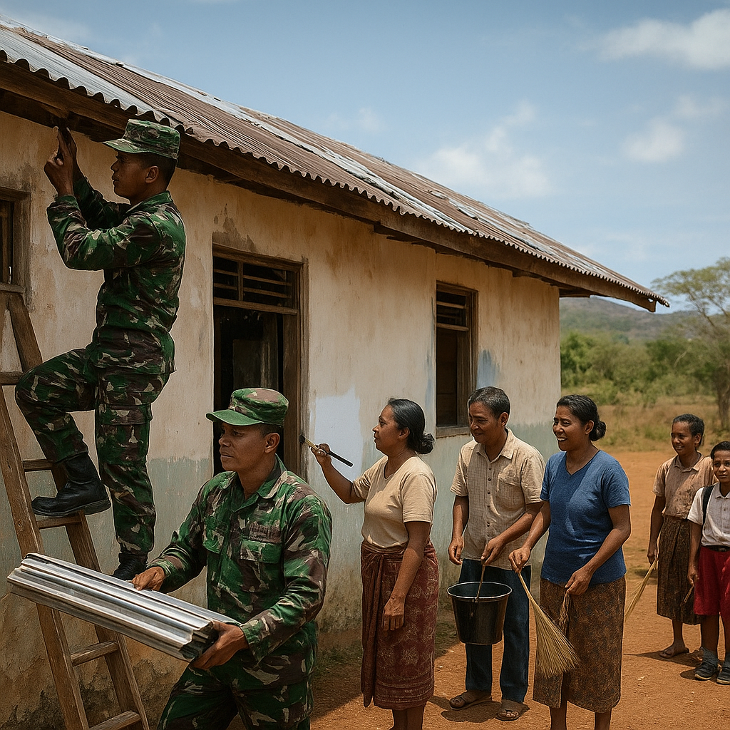 TNI AD Bantu Perbaiki Sekolah Rusak di NTT, Agar Anak-Anak Belajar dengan Nyaman