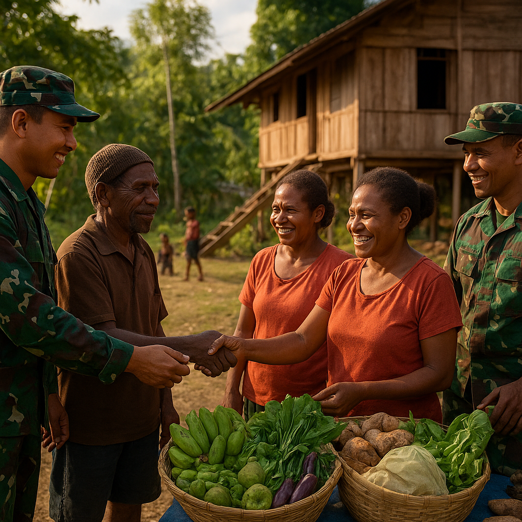 Bersama Warga Dal, Prajurit TNI Borong Hasil Kebun untuk Gerakkan Ekonomi Kampung