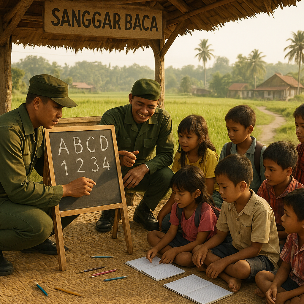 Prajurit TNI Jadi Guru Dadakan, Bantu Anak-anak Pelosok Belajar di Sanggar Baca
