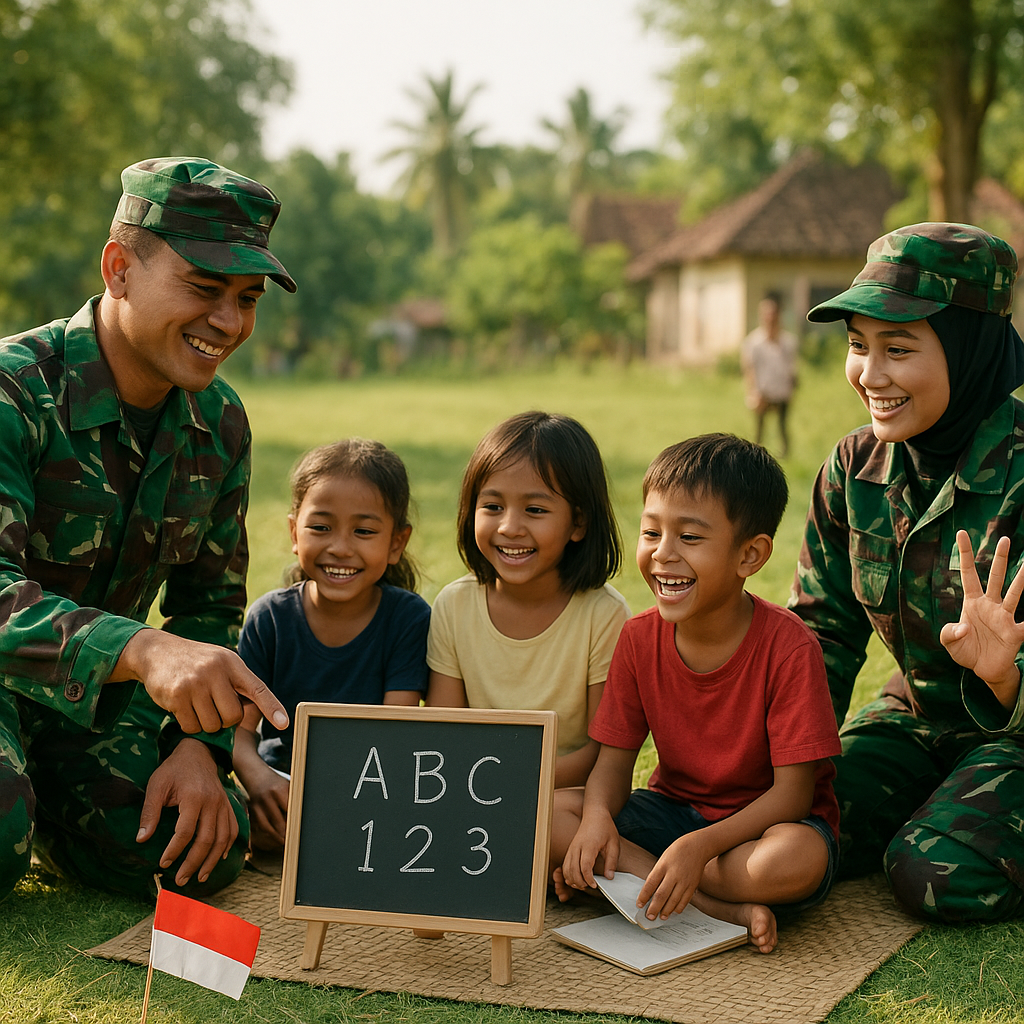 Kegiatan Mengajar Dadakan, Prajurit Jadi Guru bagi Anak-Anak Kampung