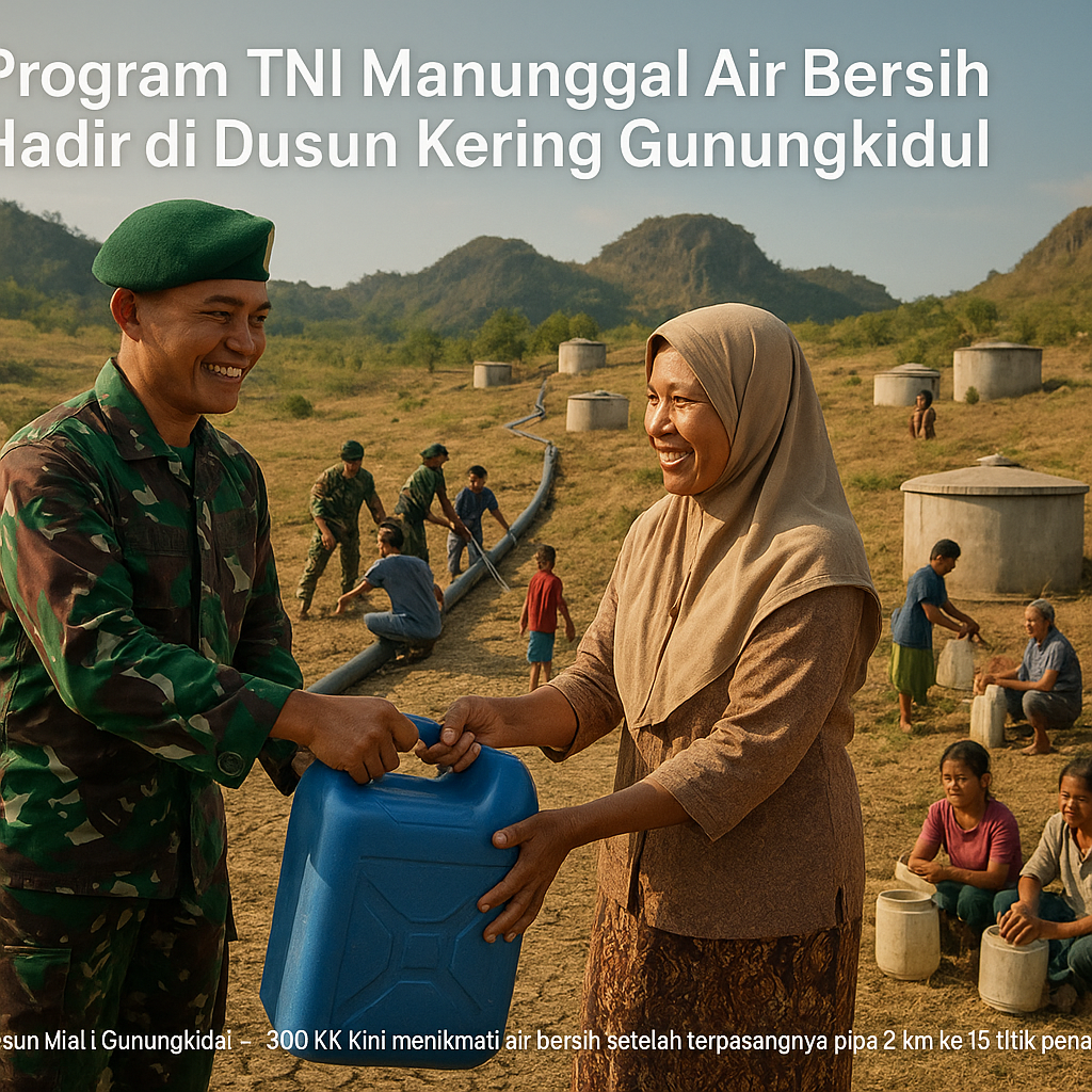Program TNI Manunggal Air Bersih Hadir di Dusun Kering Gunungkidul