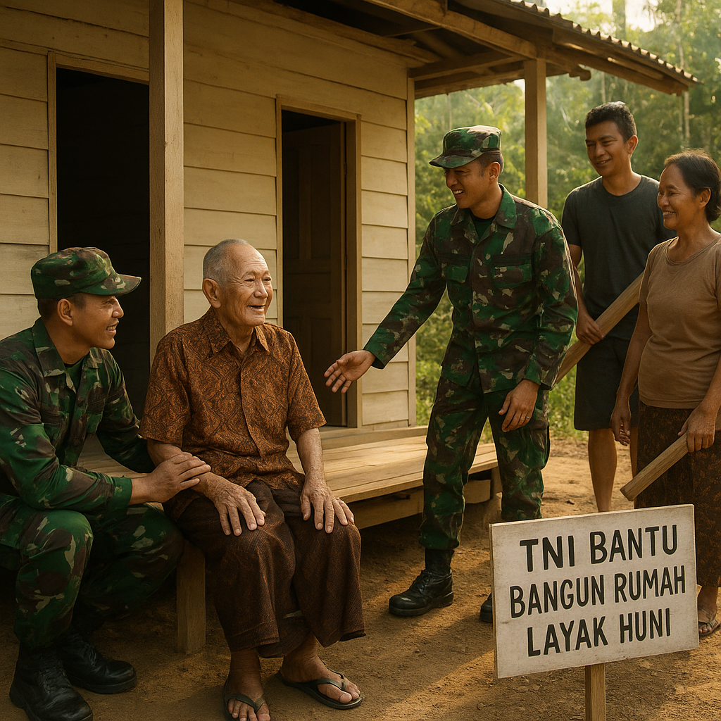 TNI Bantu Bangun Rumah Layak Huni untuk Veteran di Pedalaman Kaltim