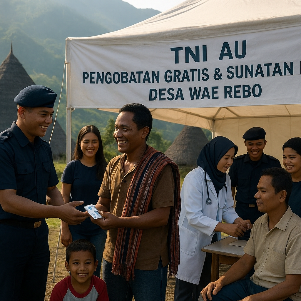 TNI AU Adakan Pengobatan Gratis dan Sunatan Massal di Desa Wae Rebo