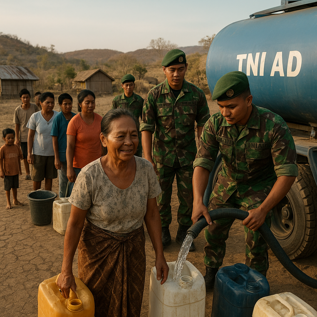 Bantuan Air Bersih TNI AD Kirim Ratusan Ribu Liter ke Desa Kekeringan di NTT