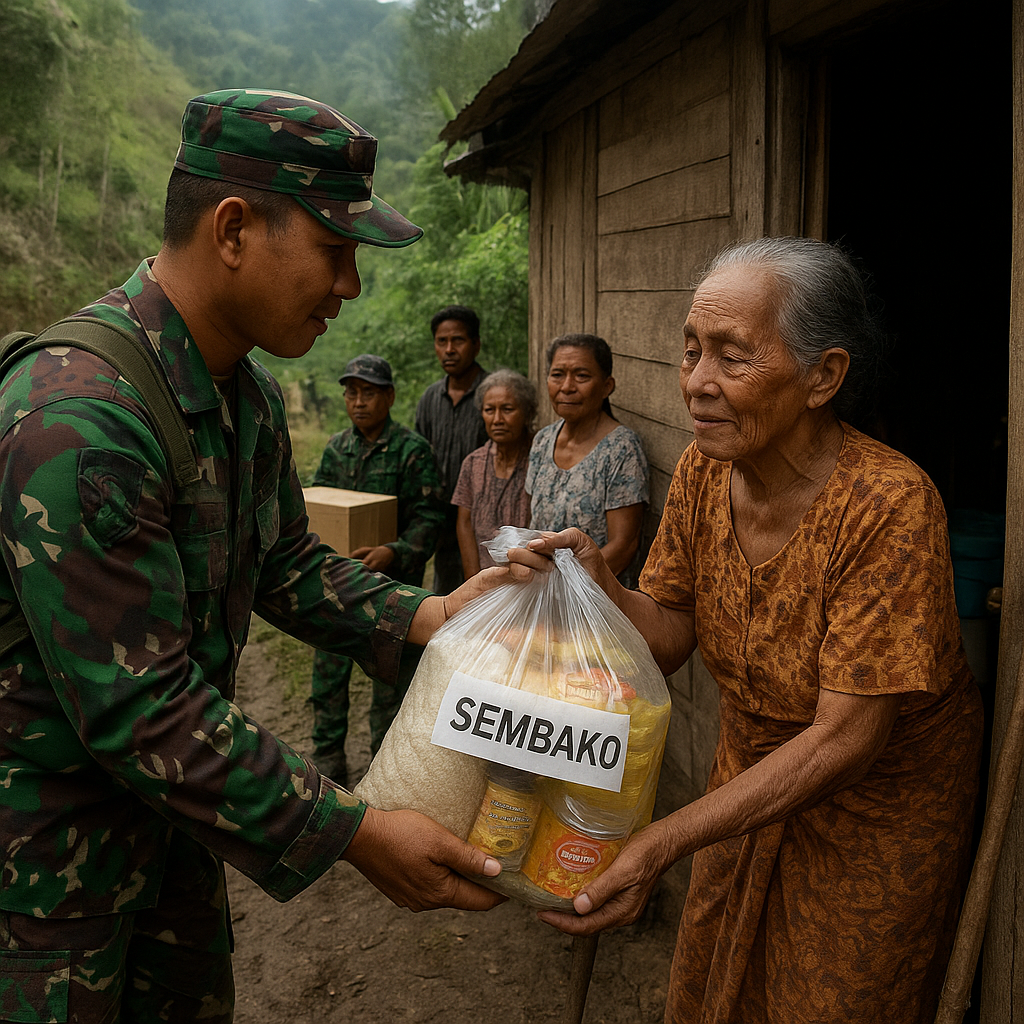 Bantuan Sembako TNI untuk Lansia di Desa Terisolir, Diantar Langsung ke Rumah