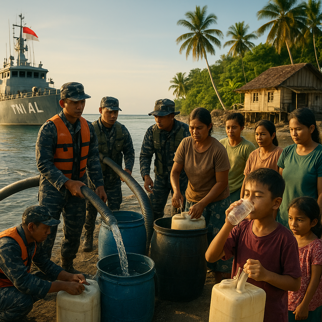 TNI AL Salurkan Air Bersih ke Pulau Terluar Maluku Tenggara, Warga Bisa Minum Tanpa Khawatir