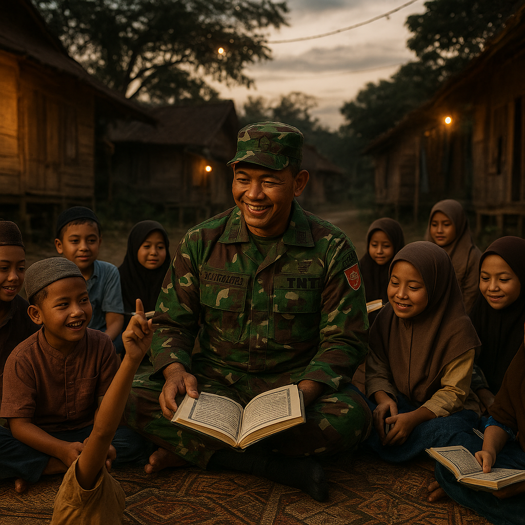 Babinsa Jadi Guru Mengaji di Desa Pelosok Sumsel, Anak-Anak Antusias Belajar Al-Quran