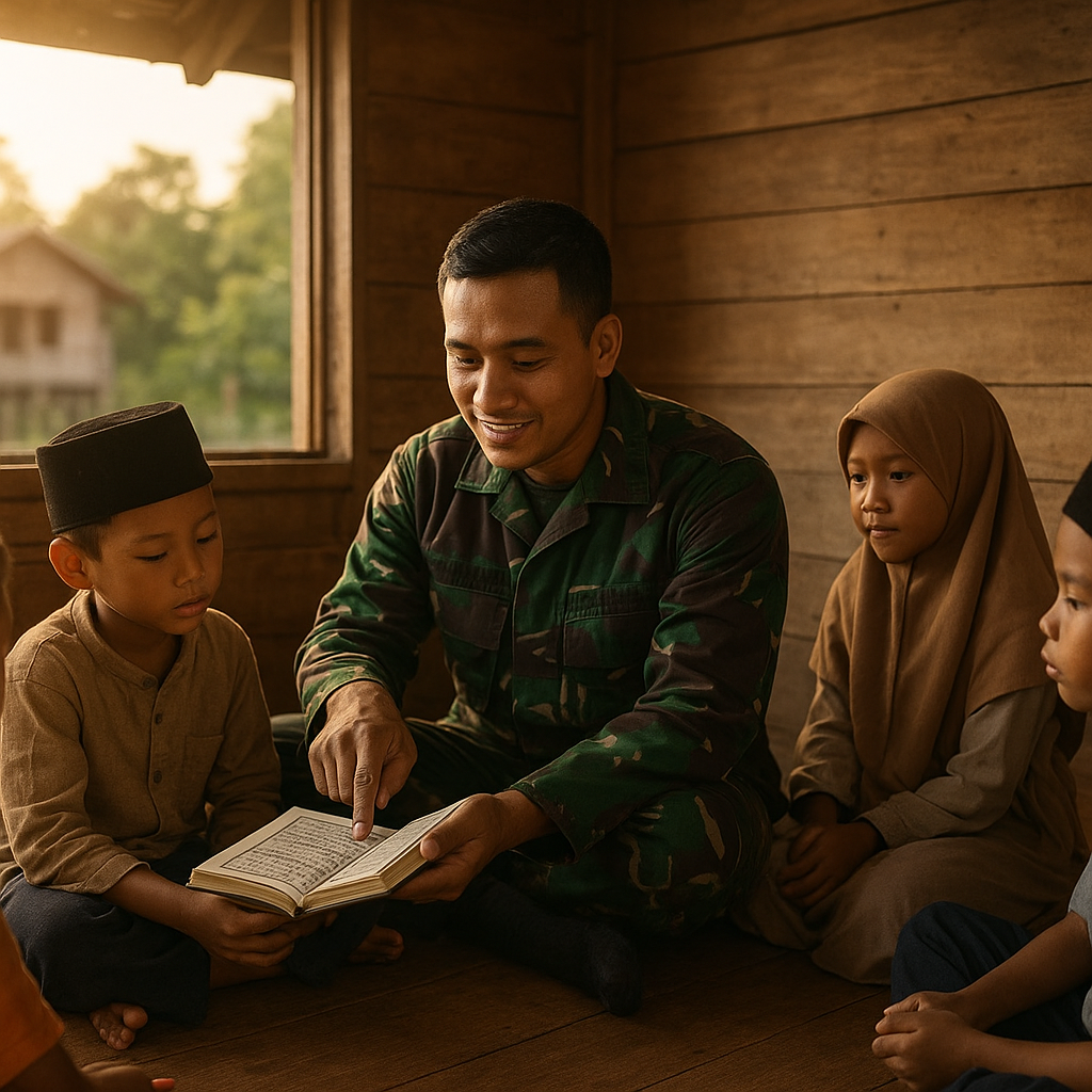 Babinsa Jadi Guru Ngaji di Desa Pelosok Kalimantan, Cerita Kehangatan