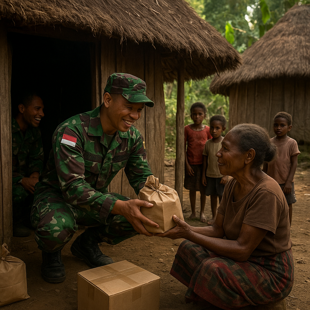 TNI Bangun Persaudaraan di Honai Sinak Lewat Komsos dan Sembako