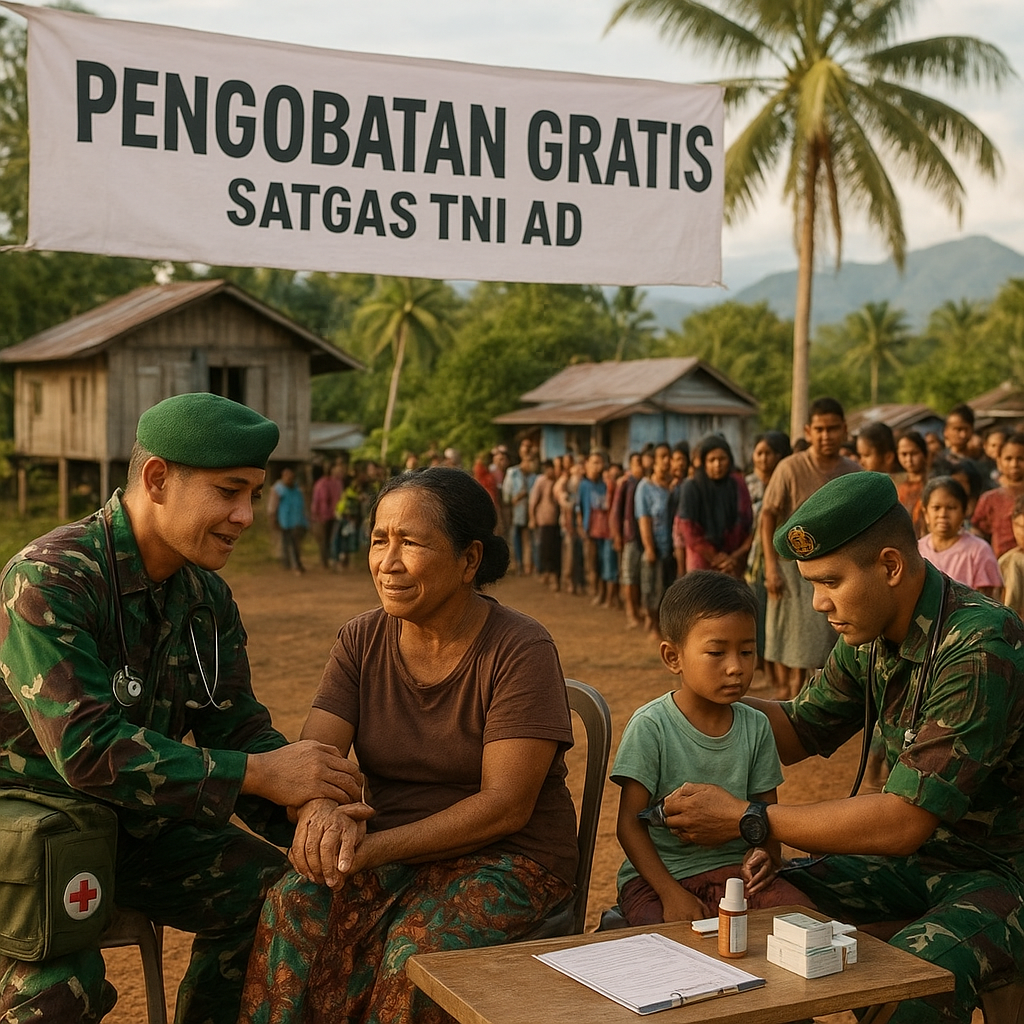 Dokter Satgas TNI AD Gelar Pengobatan Gratis di Pelosok Halmahera