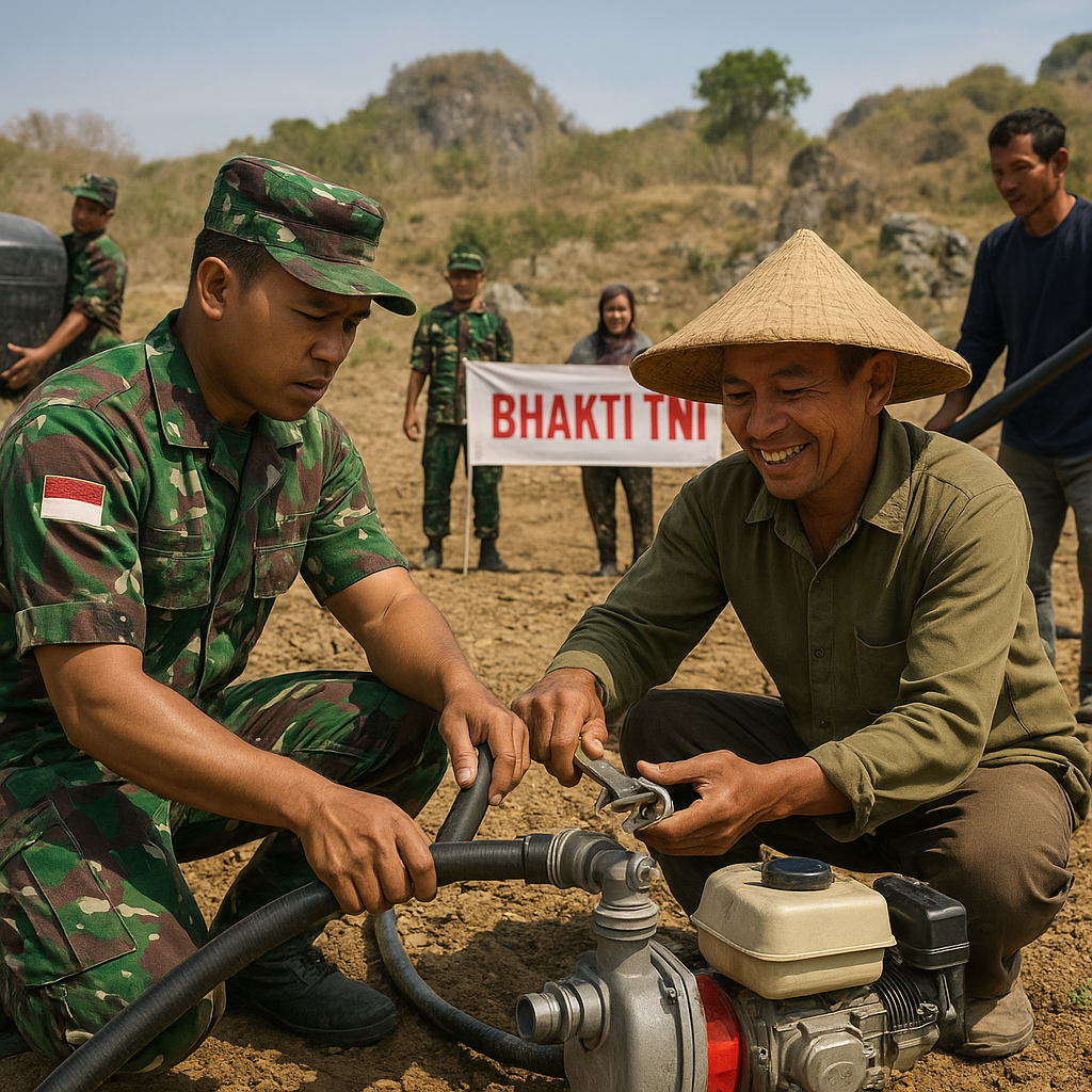 Bhakti TNI: Bantu Petani Pemasangan Pompa Air di Lahan Kering Gunung Kidul
