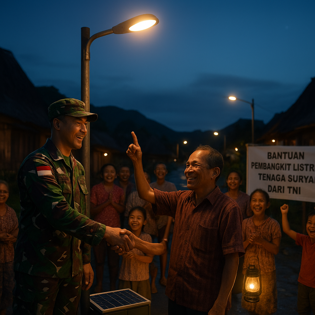 Warga Flores Sambut Gembira Bantuan Pembangkit Listrik Tenaga Surya dari TNI