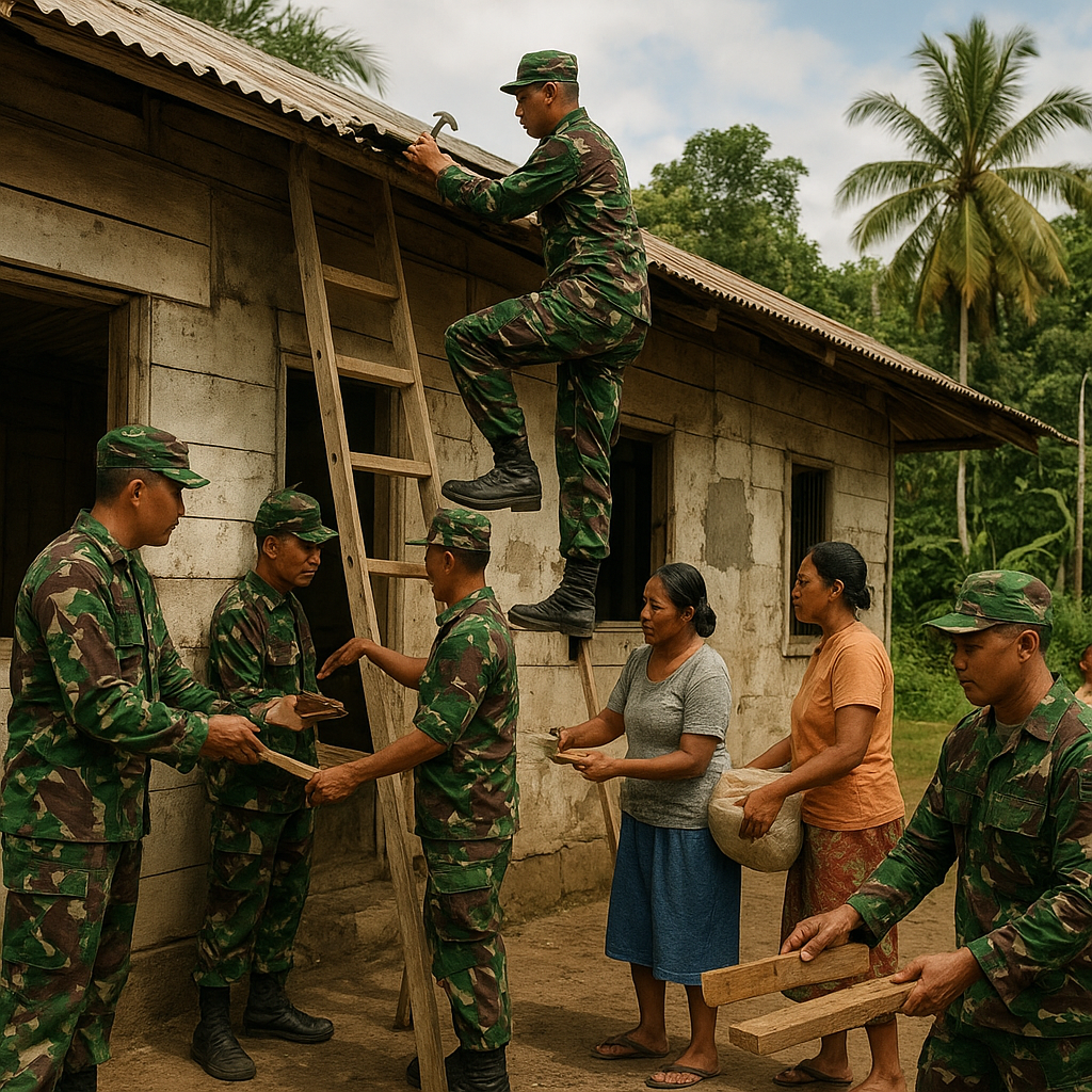 Satgas TNI Bantu Perbaiki Sekolah Rusak di Pedalaman Maluku