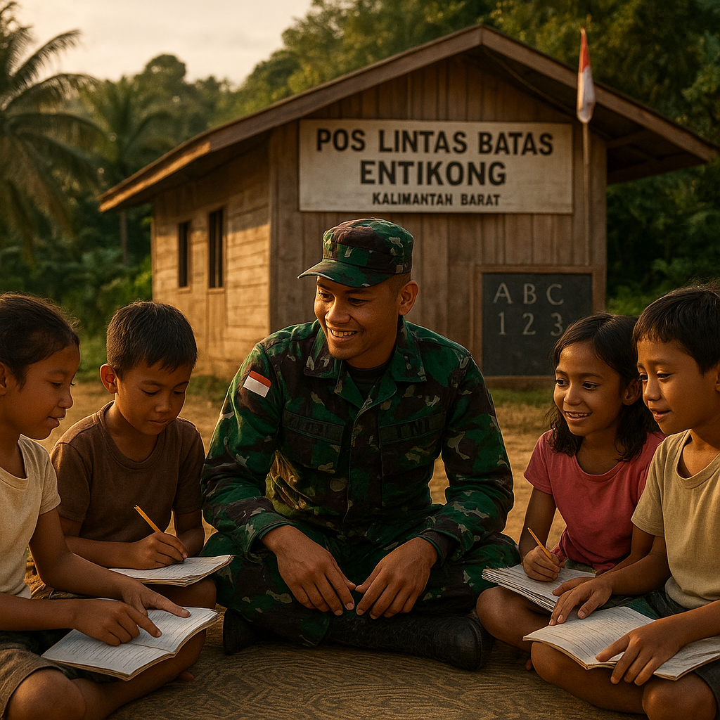 Kisah Prajurit TNI Mengajar Anak-Anak Desa di Perbatasan RI-Malaysia