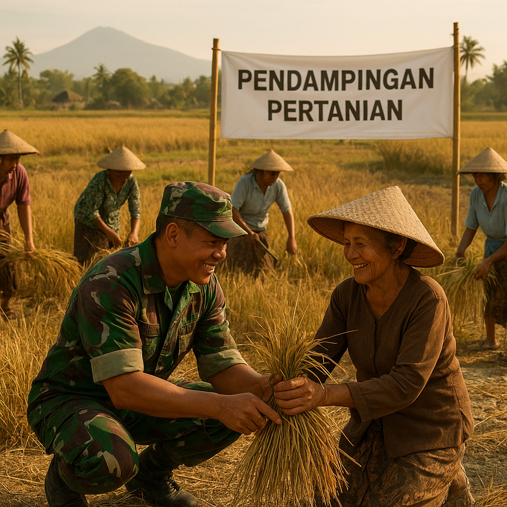 Babinsa di Lombok Tengah Turun Tangan Bantu Petani Panen Padi di Musim Kemarau