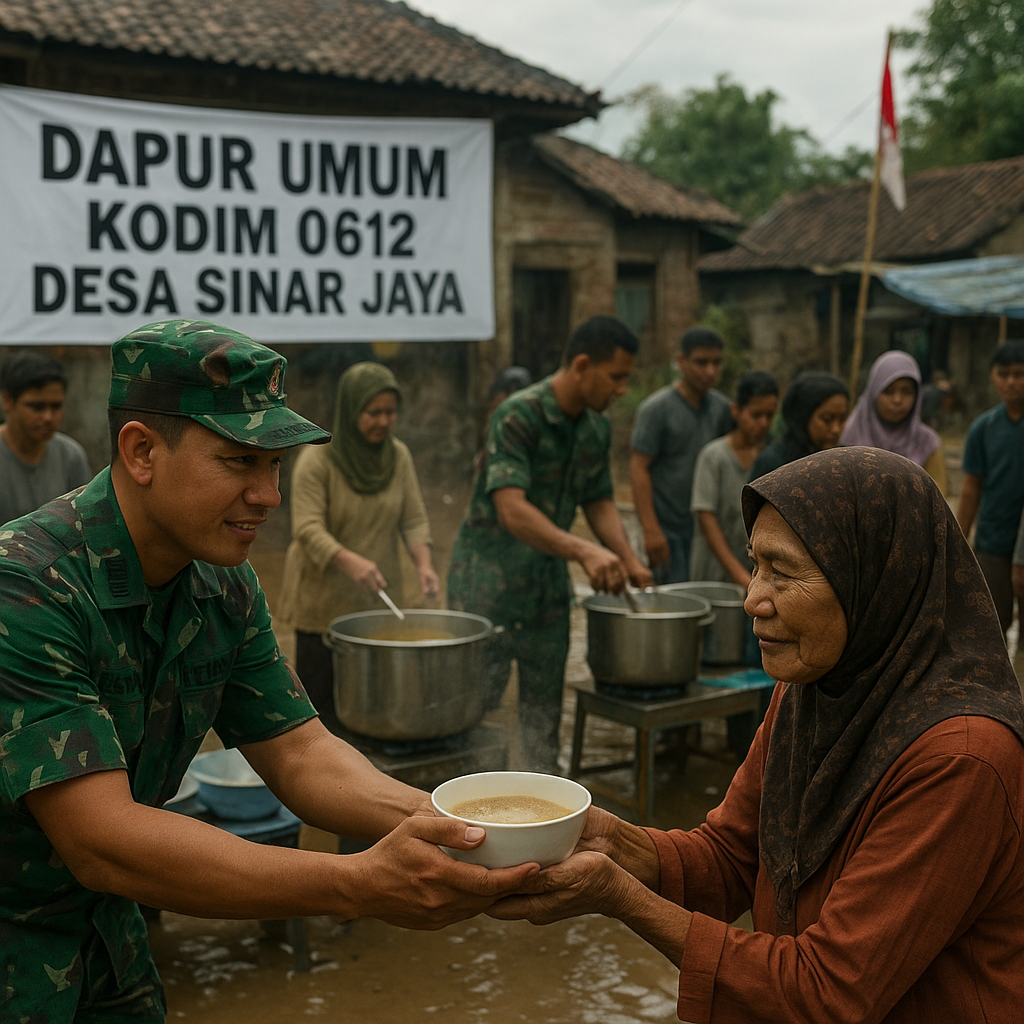 Dapur Umum Kodim 0612 Sediakan Makanan Hangat untuk Warga Terdampak Banjir