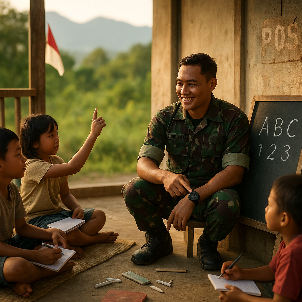 Kopda Budi, Prajurit yang Jadi Guru Dadakan bagi Anak-Anak Perbatasan