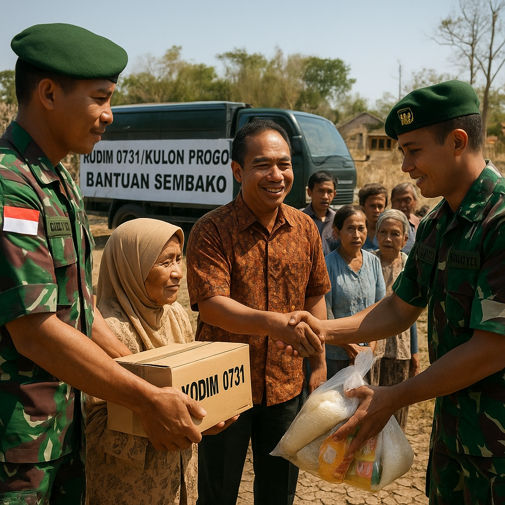 Kodim 0731/Kulon Progo Serahkan Bantuan Sembako untuk Warga Dampak Kemarau