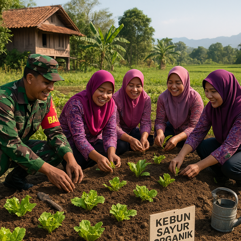 Babinsa Bantu Warga Sulap Lahan Tidur Jadi Kebun Sayur Organik
