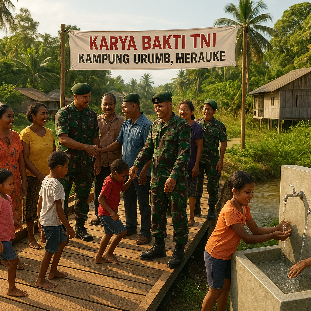 Karya Bakti TNI Selesai, Air Bersih dan Jembatan Mengalirkan Harapan di Merauke