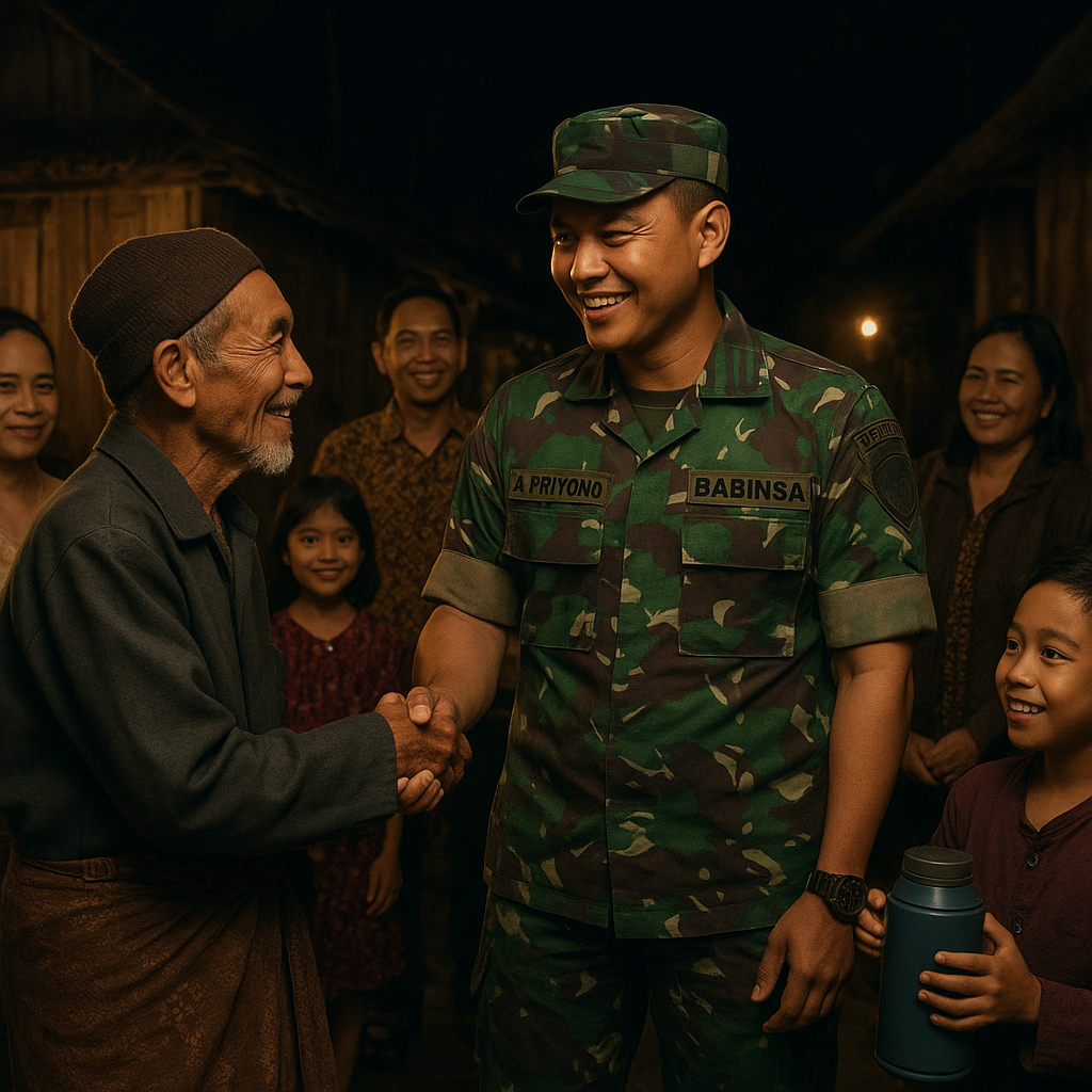Warga Kampung Naga Sambut Hangat Babinsa Saat Patroli Ronda Malam