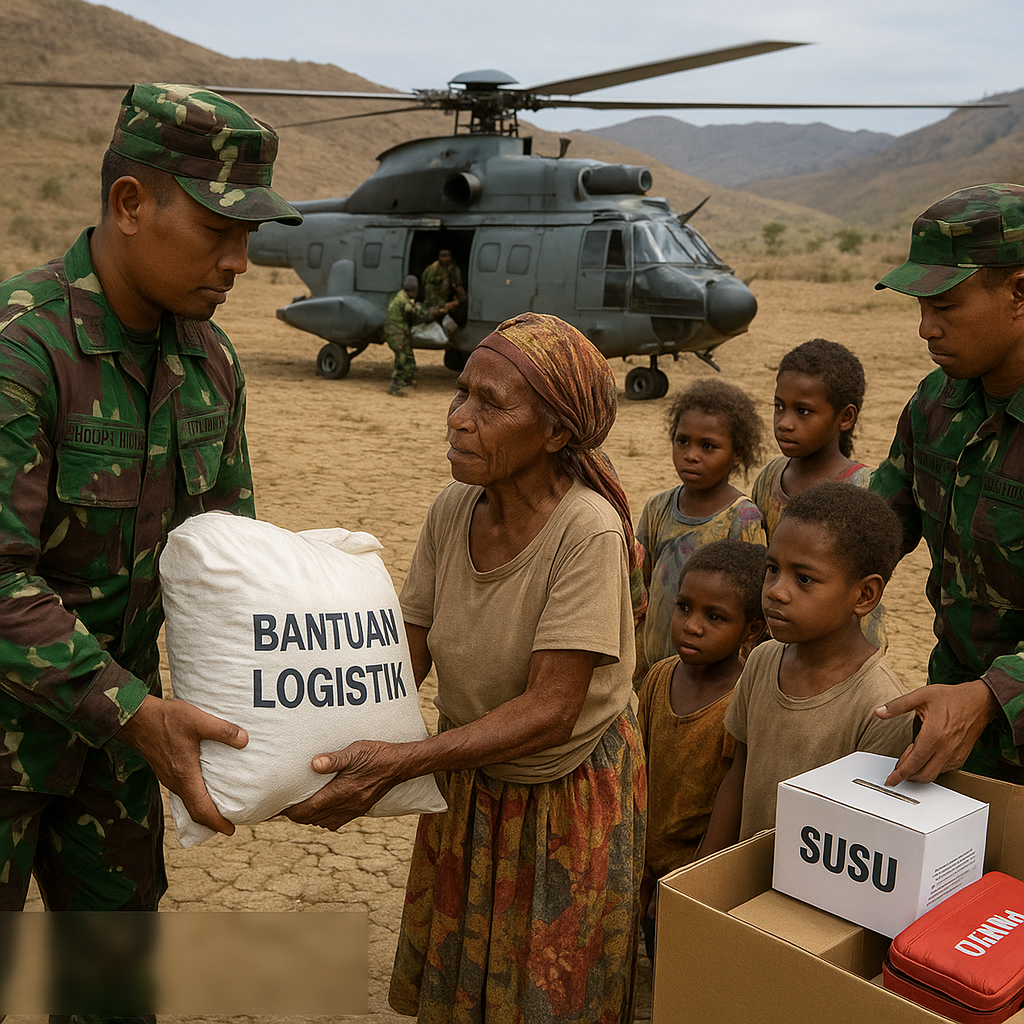 Koops TNI Habema Bawa 2 Ton Bantuan untuk Warga Terdampak Kekeringan di Puncak Jaya