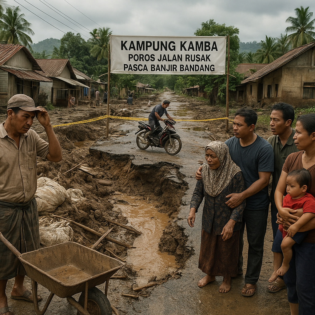 Warga Kampung Kamba Merindukan Perbaikan Jalan Usai Diterjang Banjir Bandang