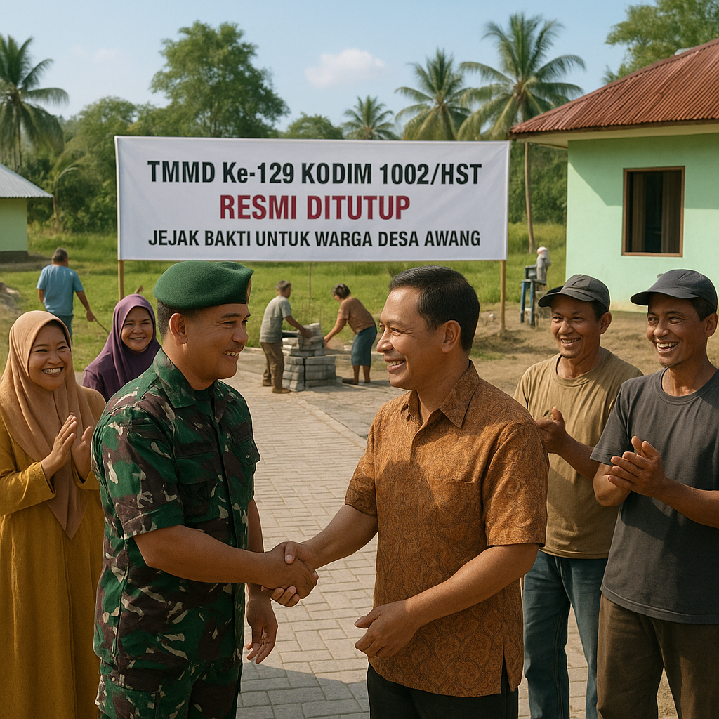TMMD Ke-129 Kodim 1002/HST Resmi Ditutup: Jejak Bakti untuk Warga Desa Awang