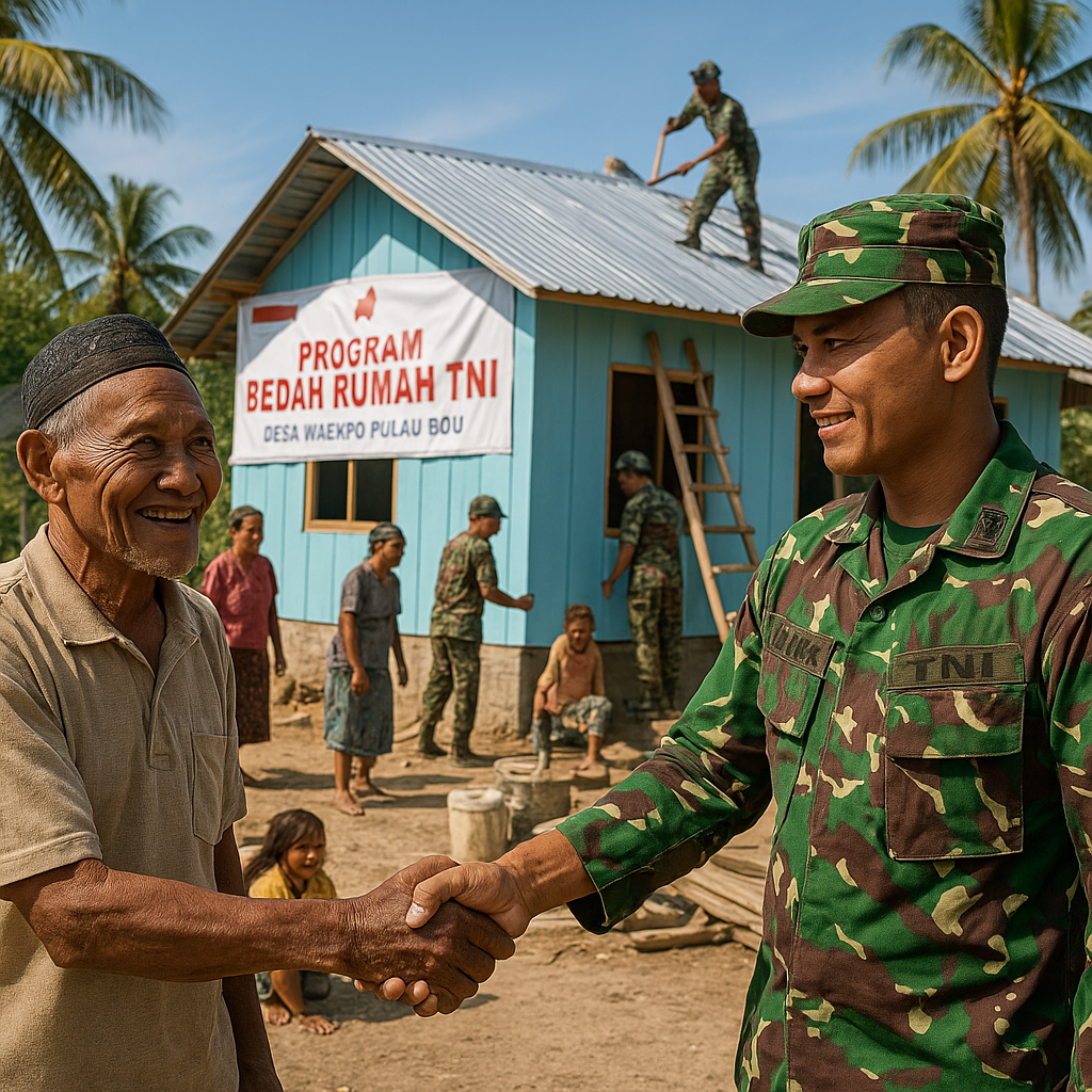 Warga Desa di Pulau Buru Bersyukur Program Bedah Rumah TNI Beri Harapan Baru