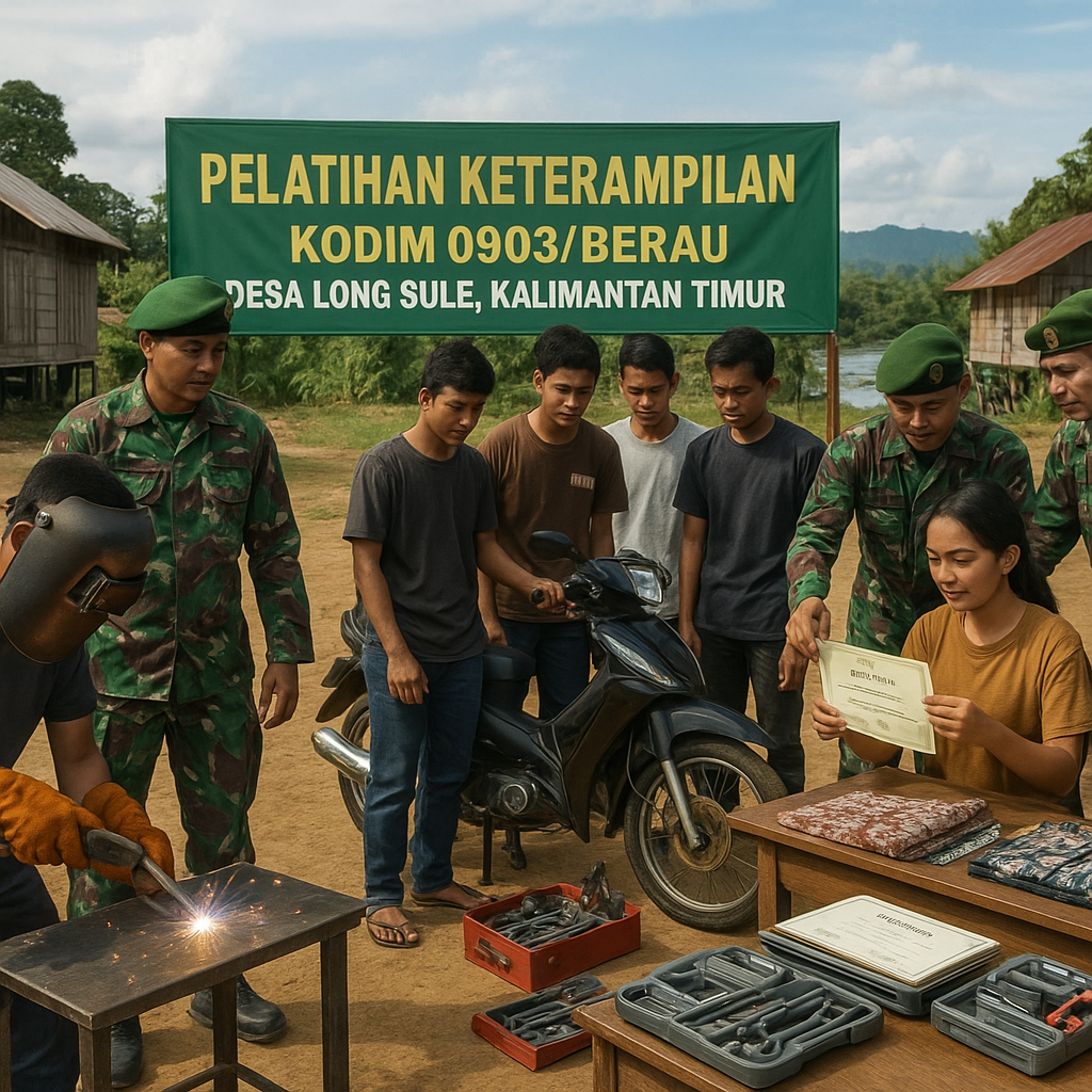 TNI Beri Pelatihan Keterampilan untuk Pemuda Putus Sekolah di Desa Pedalaman Kalimantan