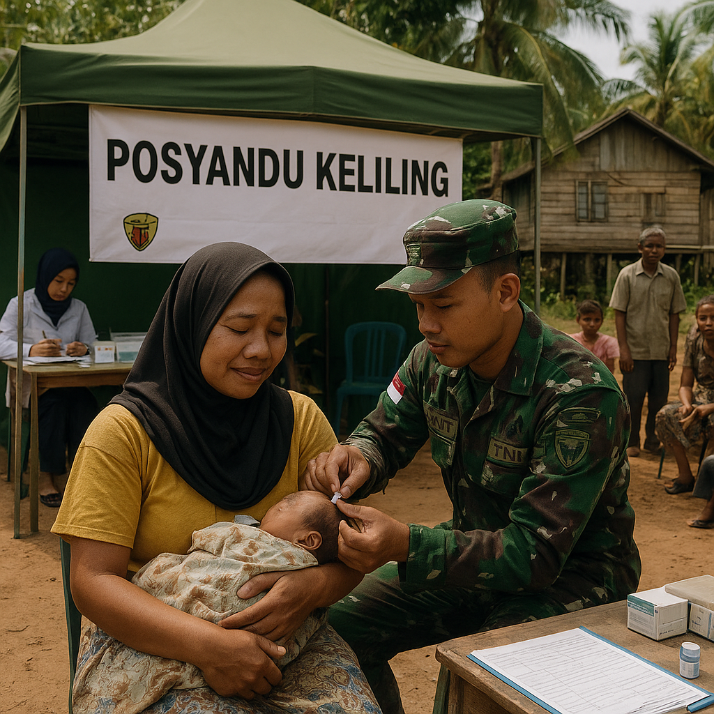 Posyandu Keliling TNI Layani Kesehatan Warga di Perbatasan Kalimantan