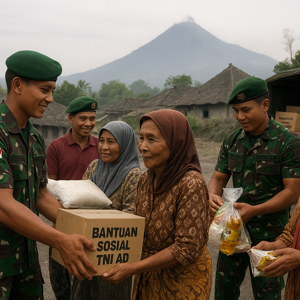 Bansos Sembako dari TNI AD untuk Warga Lereng Merapi Mulai Disalurkan