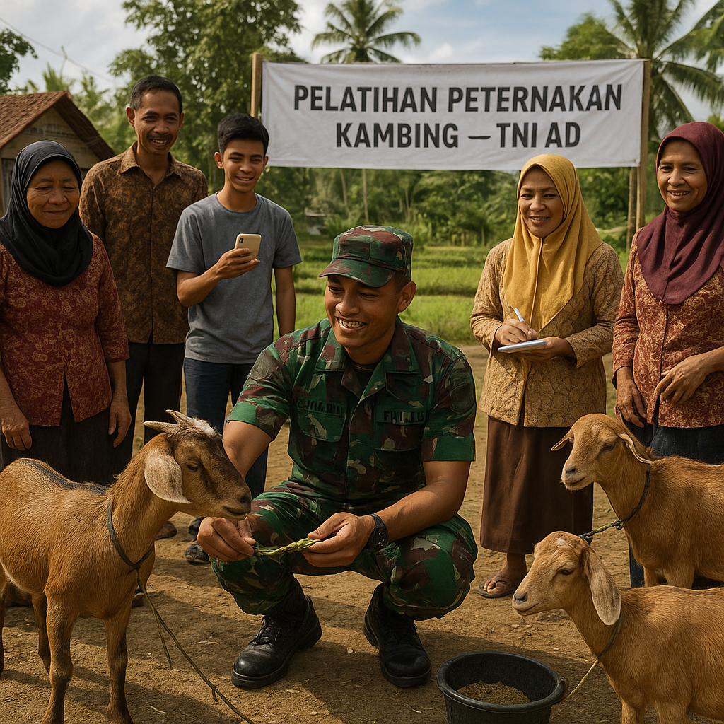 Warga Antusias Ikut Pelatihan Peternakan Kambing dari TNI di Desa Pelosok Sumatra