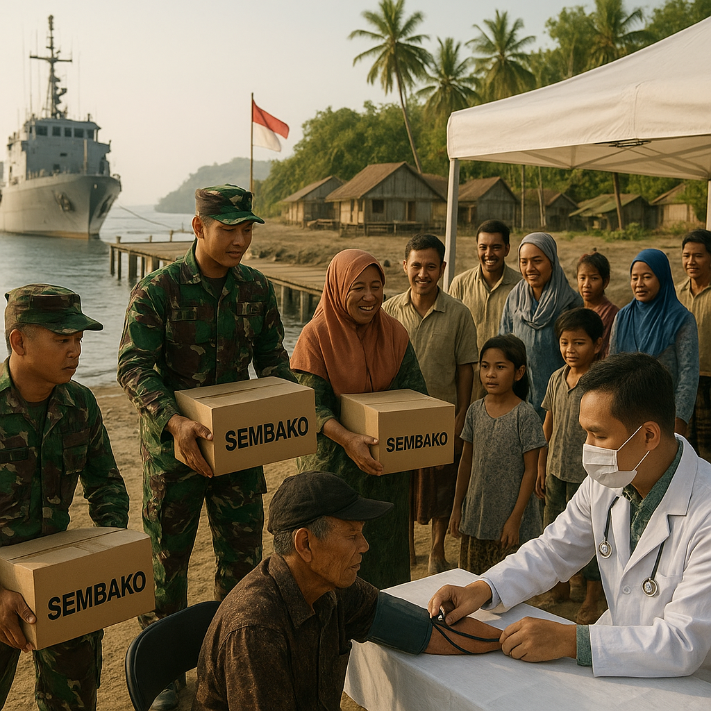 Bhakti Sosial TNI di Pulau Terluar: Periksa Kesehatan Gratis dan Bagikan Sembako