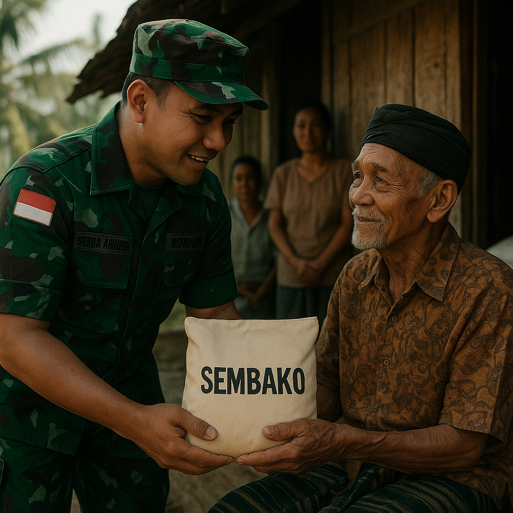 Babinsa Koramil 0818/03 Kembali Bagikan Sembako untuk Lansia di Pelosok Malang