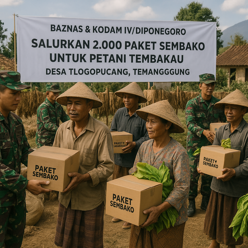 Baznas dan Kodam IV/Diponegoro Salurkan Ribuan Paket Sembako untuk Petani Tembakau
