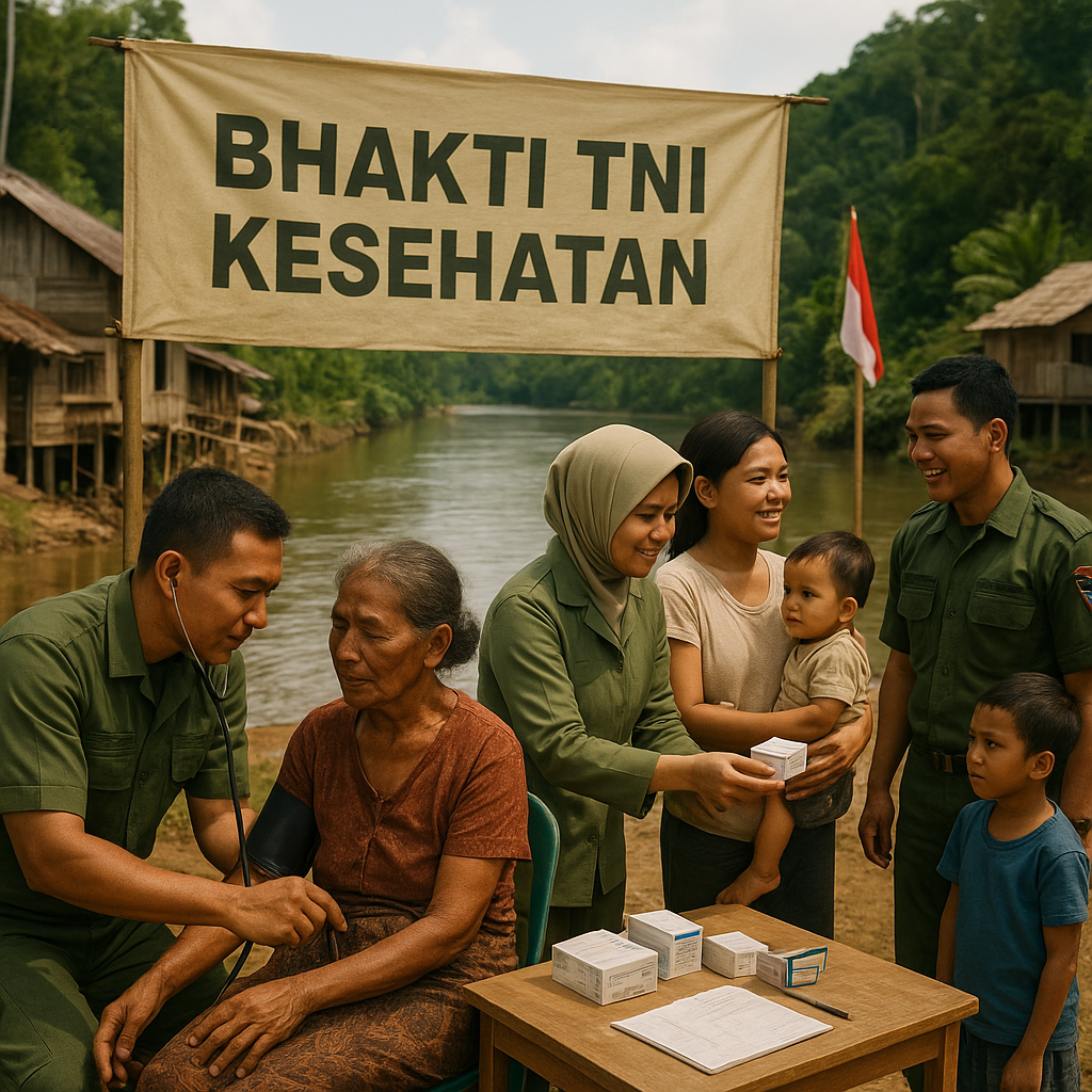 Bhakti TNI Kesehatan: Puluhan Warga Desa Terpencil di Kalimantan Diperiksa Gratis