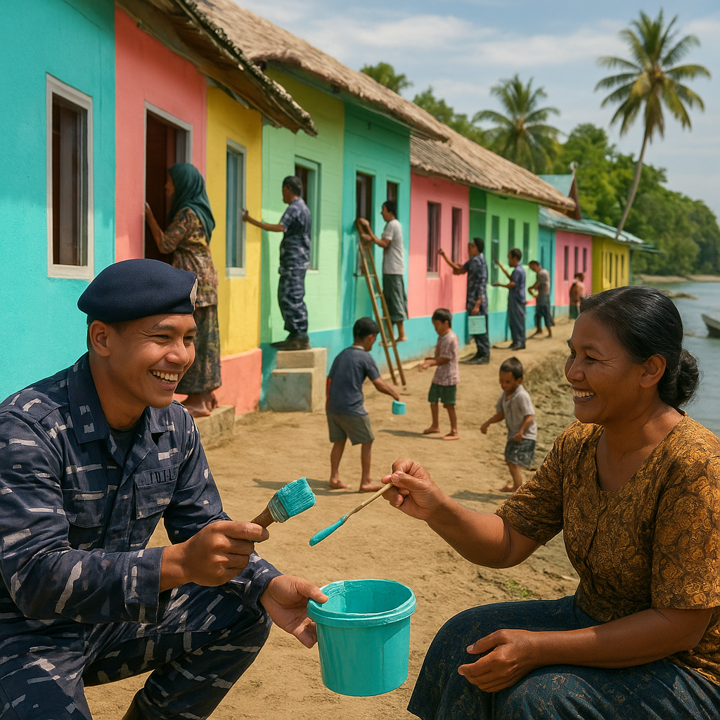 Pesisir Pulau Penyengat Jadi Ceria Berkat Sentuhan Warna-warni dari TNI AL