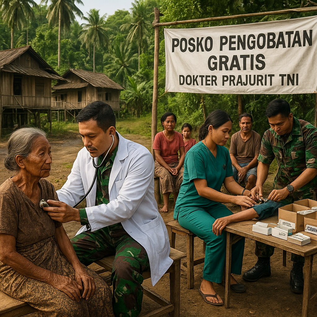Dokter Prajurit TNI Buka Pengobatan Gratis di Desa Tertinggal Kalimantan
