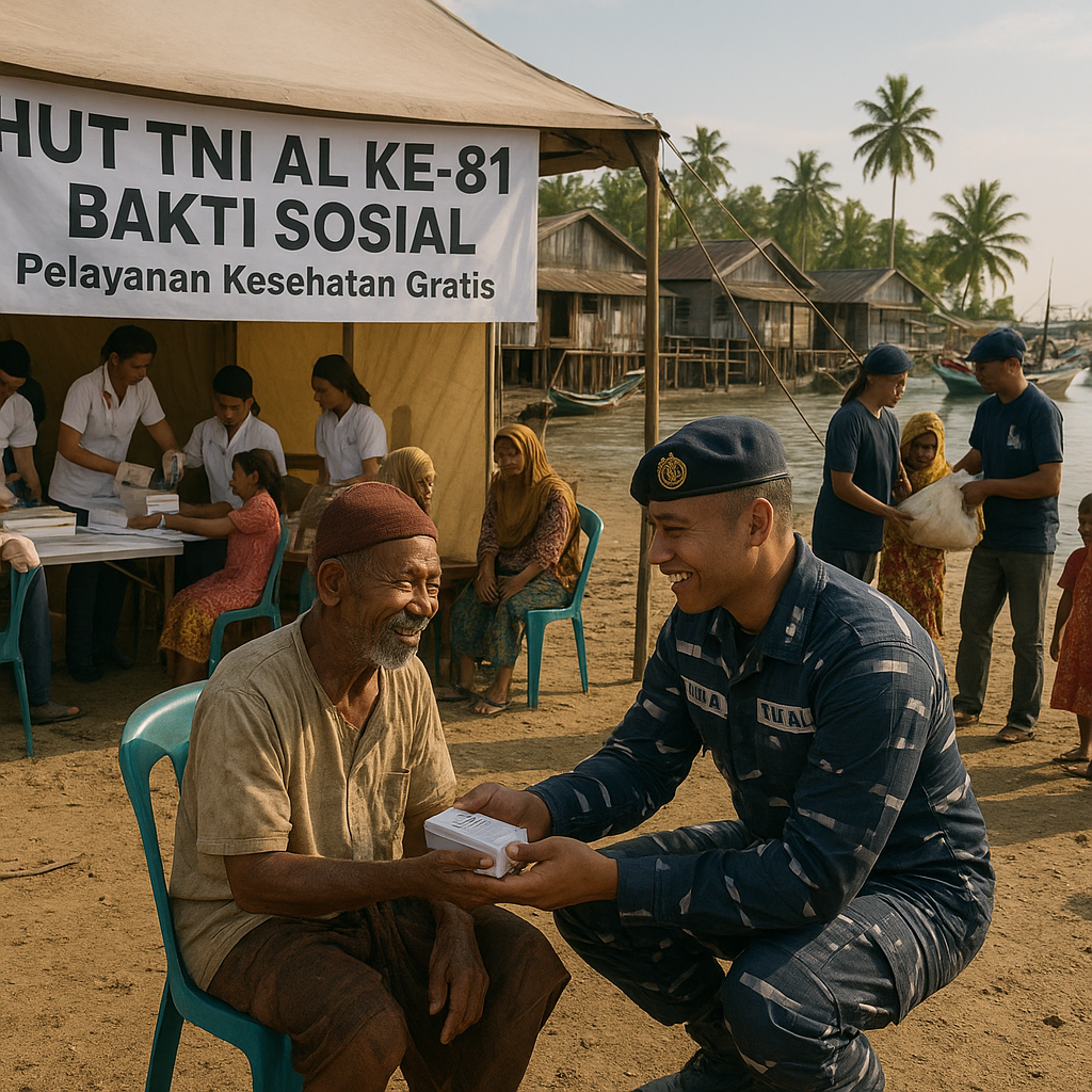 TNI AL Dumai Rayakan HUT dengan Bakti Sosial untuk Warga Nelayan Suku Akit